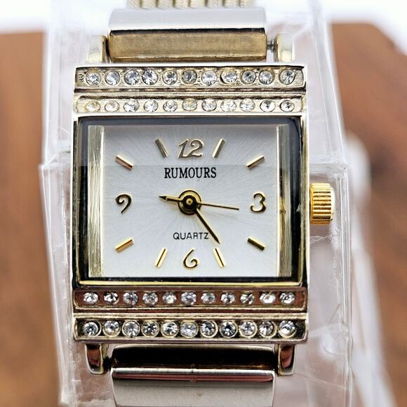 Rumours Women's Gaudy Bling Bracelet Watch Rhinestone Gold Silver Chain Band - Picture 2 of 7